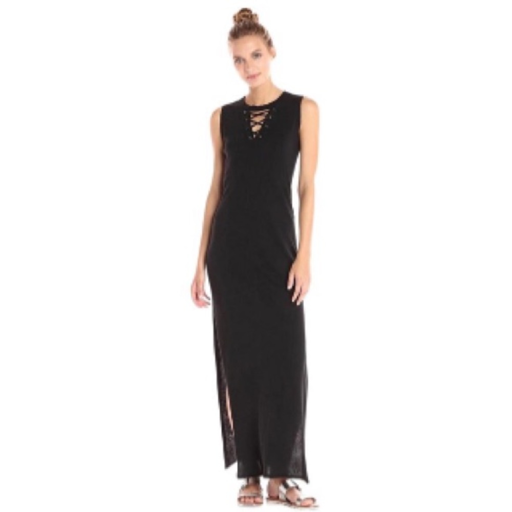 n:Philanthropy Black Cat Lace-up Casual Maxi Dress